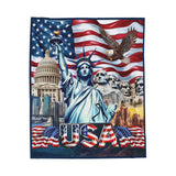USA Velveteen Plush Blanket Soft Cozy Throw Home Decor Gift Idea