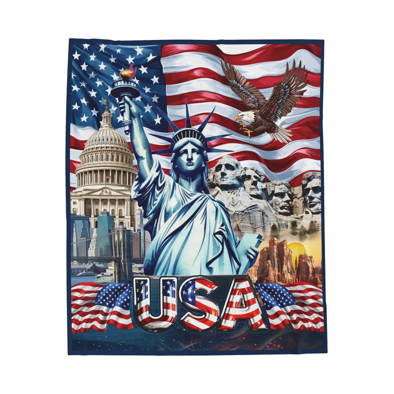 USA Velveteen Plush Blanket Soft Cozy Throw Home Decor Gift Idea