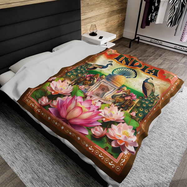 Indian Velveteen Plush Blanket Soft Cozy Throw Home Decor Gift Idea