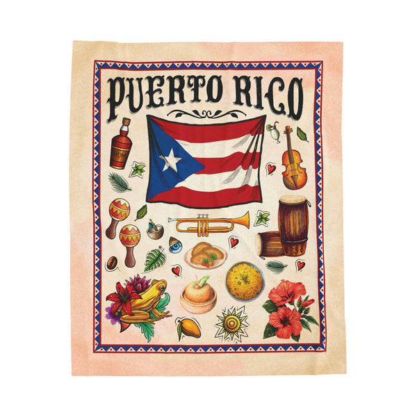 Puerto Rico Velveteen Plush Blanket Soft Cozy Throw Home Decor Gift Idea