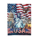 USA Velveteen Plush Blanket Soft Cozy Throw Home Decor Gift Idea