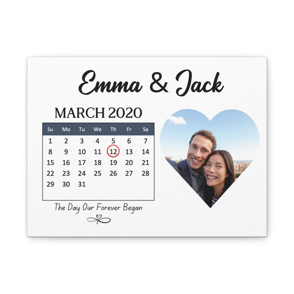 Personalized couple Canvas Wall Art - Custom Calendar