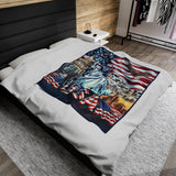USA Velveteen Plush Blanket Soft Cozy Throw Home Decor Gift Idea