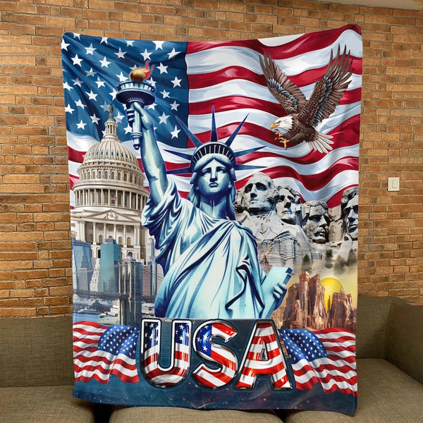 USA Velveteen Plush Blanket Soft Cozy Throw Home Decor Gift Idea