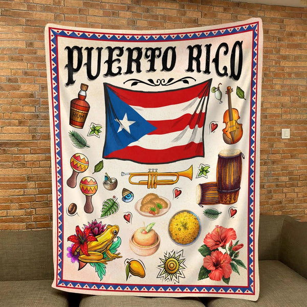 Puerto Rico Velveteen Plush Blanket Soft Cozy Throw Home Decor Gift Idea