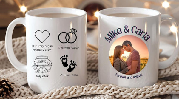 Personalized Timeline Mug Romantic Custom Couple Gift