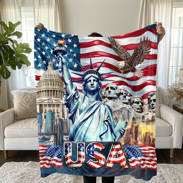 USA Velveteen Plush Blanket Soft Cozy Throw Home Decor Gift Idea